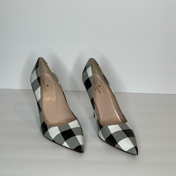 KATE SPADE Gingham Print Black And White Check Stiletto Pump Heels Sz 8.5 - Picture 8 of 11